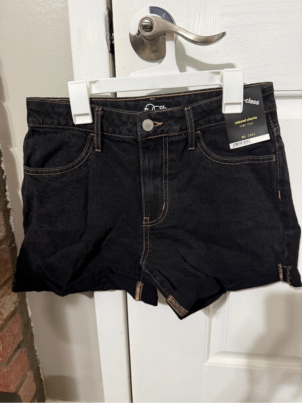 Girls Art Class Black Denim Shorts XL (14)